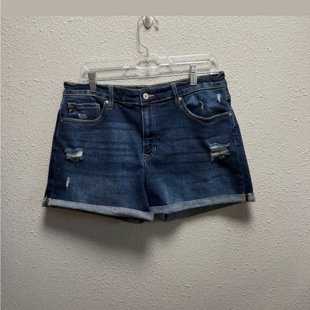 KanCan Dark Blue Distressed Jean Shorts
